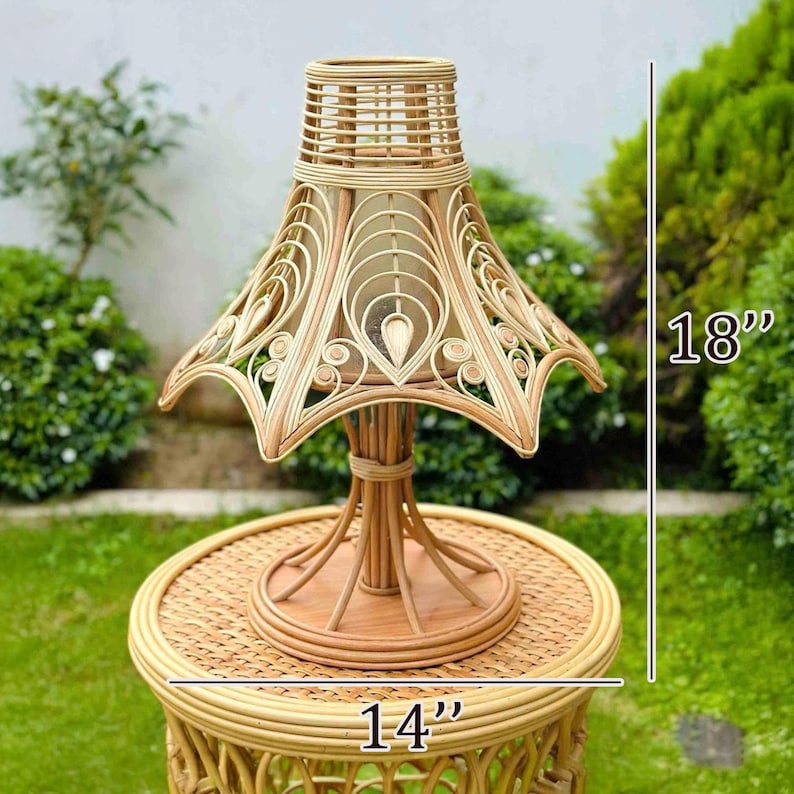 Vintage rattan bedside table lamp for elegant home decor