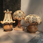 Handmade rattan bedside table lamp for farmhouse home decor