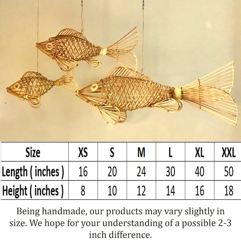 Fish rattan ceiling light for rustic living room decor