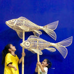 Fish rattan ceiling light for rustic living room decor