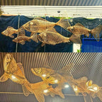 Fish rattan ceiling light for rustic living room decor