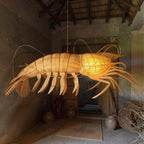 Large lobster rattan pendant light for coastal restaurant decor