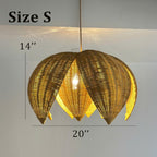 Lotus rattan chandelier for boho ceiling decor
