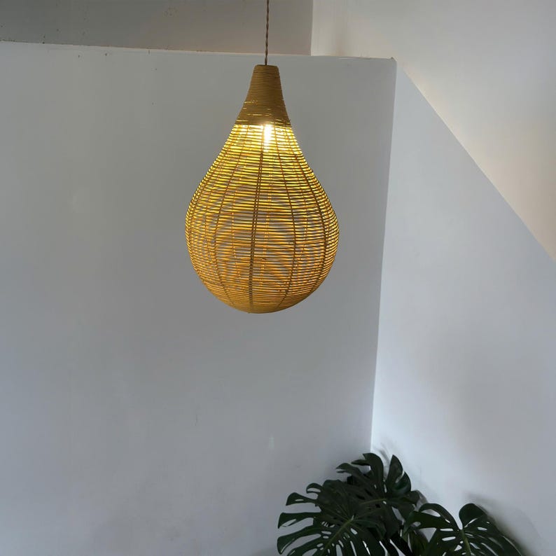Teardrop rattan pendant light wicker rattan light