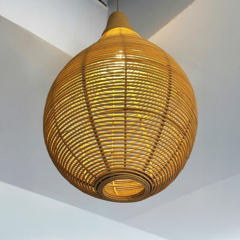 Teardrop rattan pendant light wicker rattan light