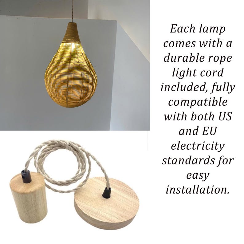 Teardrop rattan pendant light wicker rattan light