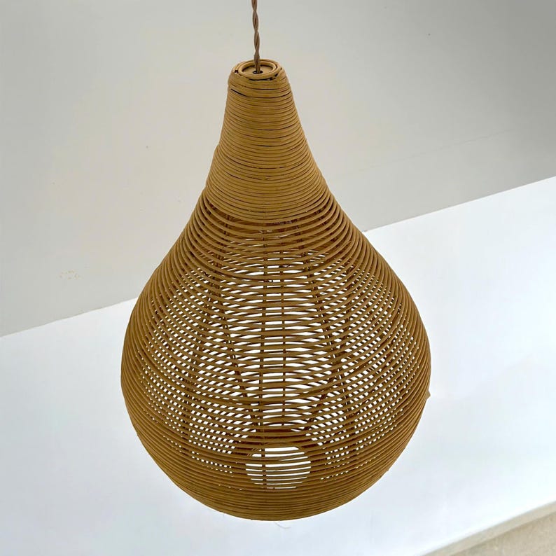 Teardrop rattan pendant light wicker rattan light