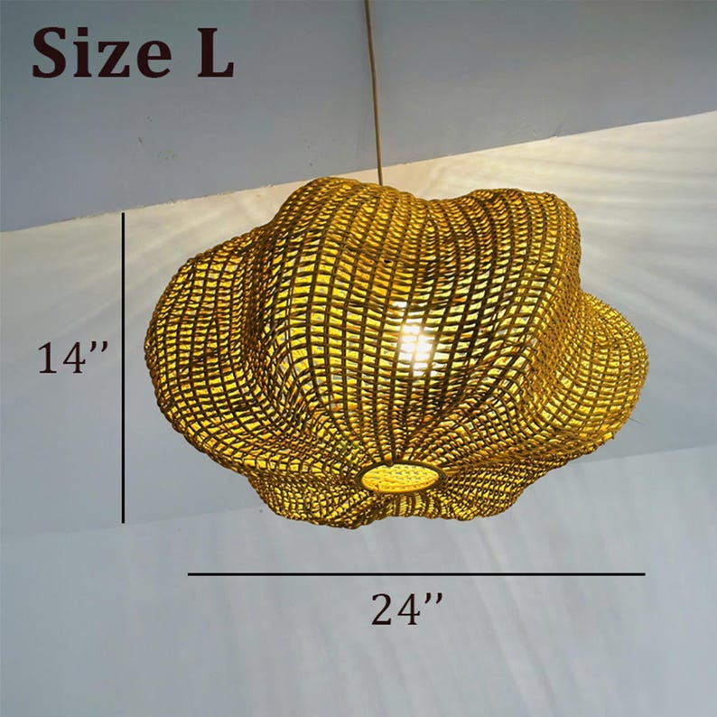 Handwoven wicker rattan ceiling light for boho home decor