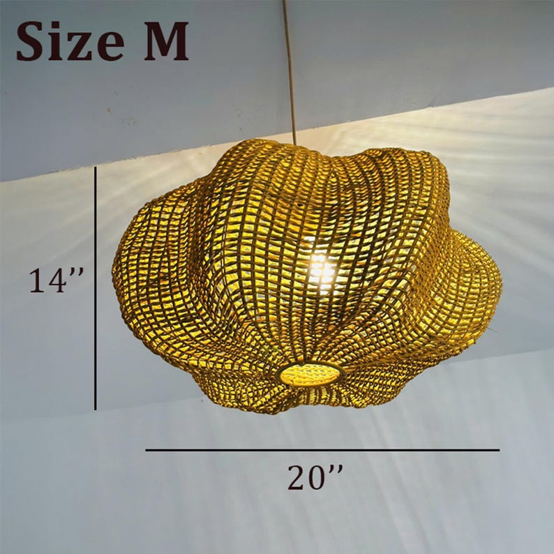 Handwoven wicker rattan ceiling light for boho home decor