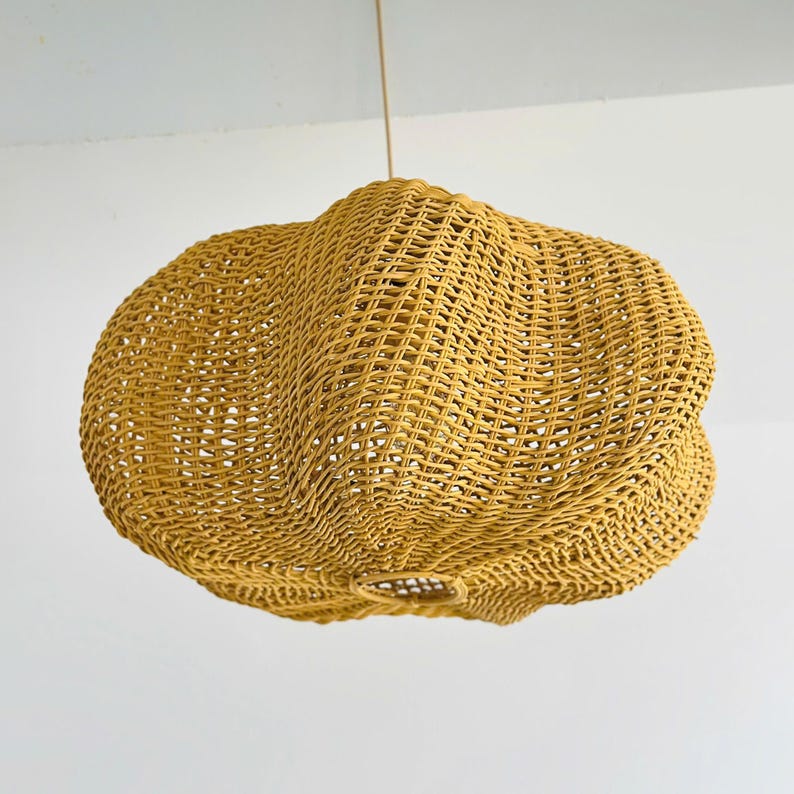 Handwoven wicker rattan ceiling light for boho home decor