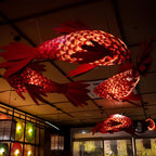 Red wood veneer fish ceiling light fish shape chandelier lighting
