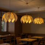 Lotus rattan chandelier for boho ceiling decor