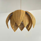 Lotus rattan chandelier for boho ceiling decor