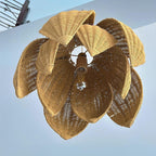 Lotus rattan chandelier for boho ceiling decor