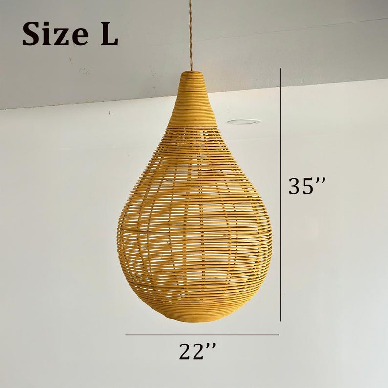 Teardrop rattan pendant light wicker rattan light