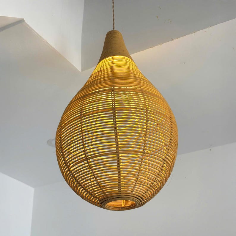 Teardrop rattan pendant light wicker rattan light