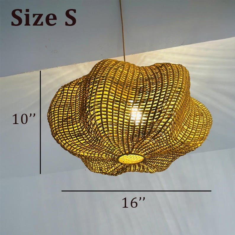 Handwoven wicker rattan ceiling light for boho home decor