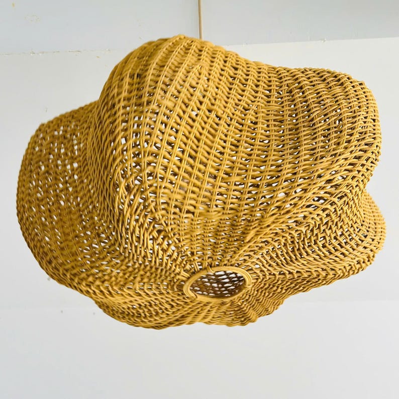 Handwoven wicker rattan ceiling light for boho home decor