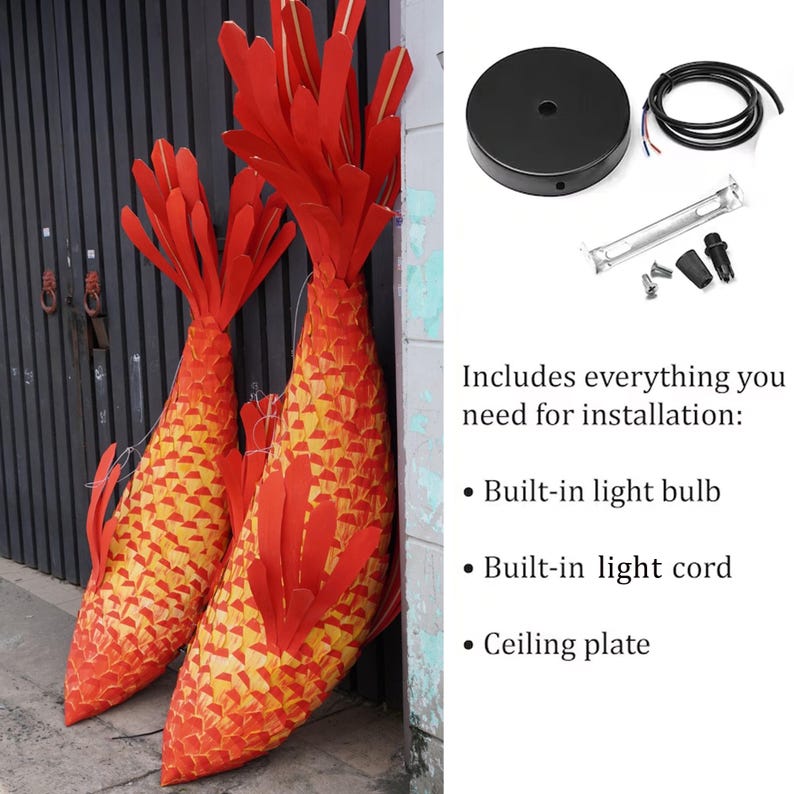 Red wood veneer fish ceiling light fish shape chandelier lighting
