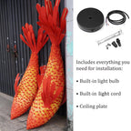 Red wood veneer fish ceiling light fish shape chandelier lighting