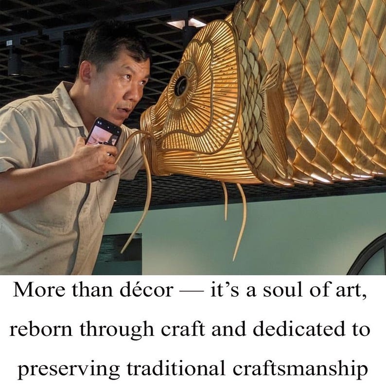 Fish chandelier lighting woven pendant light art home decor