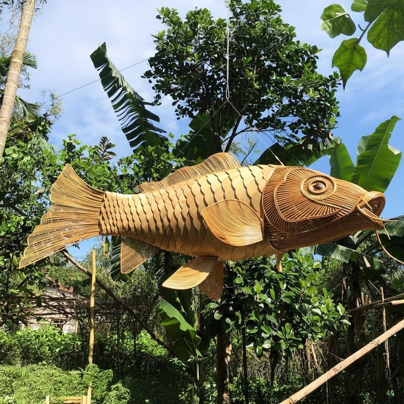 Fish chandelier lighting woven pendant light art home decor