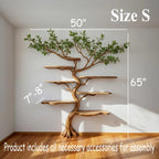 Tree branch floor bookshelf live edge solid wood wall shelf custom furniture