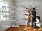 Tree branch floor bookshelf live edge solid wood wall shelf custom furniture