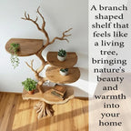 Tree branch floor bookshelf live edge Shelf solid wood decor