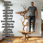 Tree branch floor bookshelf live edge Shelf solid wood decor