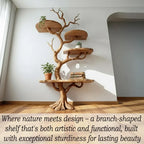 Tree branch floor bookshelf live edge Shelf solid wood decor
