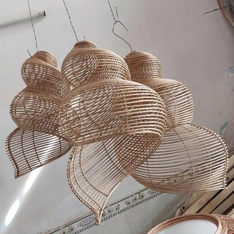 Snail rattan lantern ceiling light art deco lamp