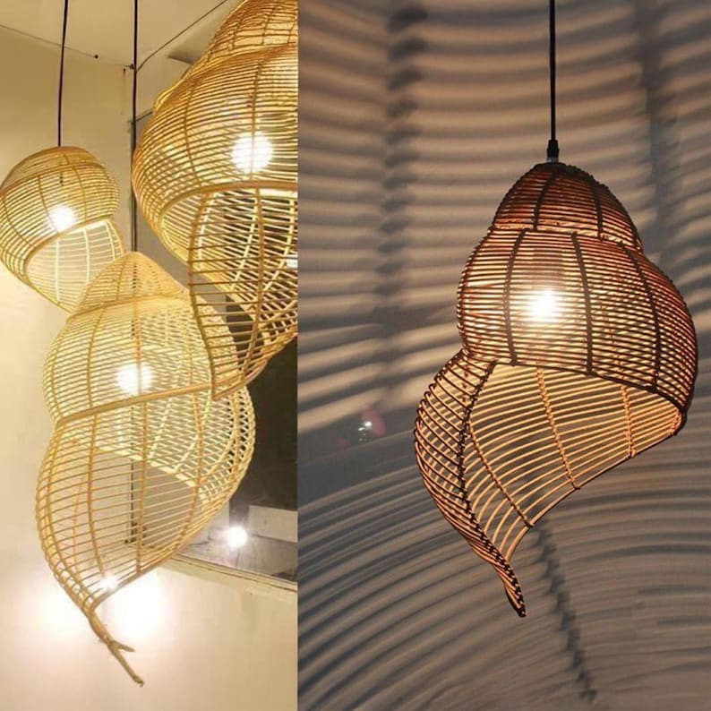 Snail rattan lantern ceiling light art deco lamp