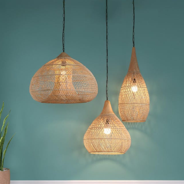 Rattan hanging wicker woven lamp shade art decor