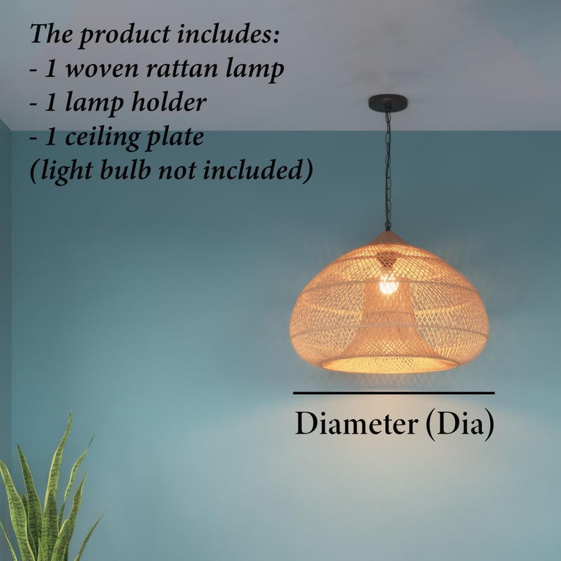Rattan hanging wicker woven lamp shade art decor
