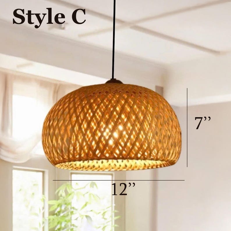 Handwoven bamboo hanging light for furniture decoration