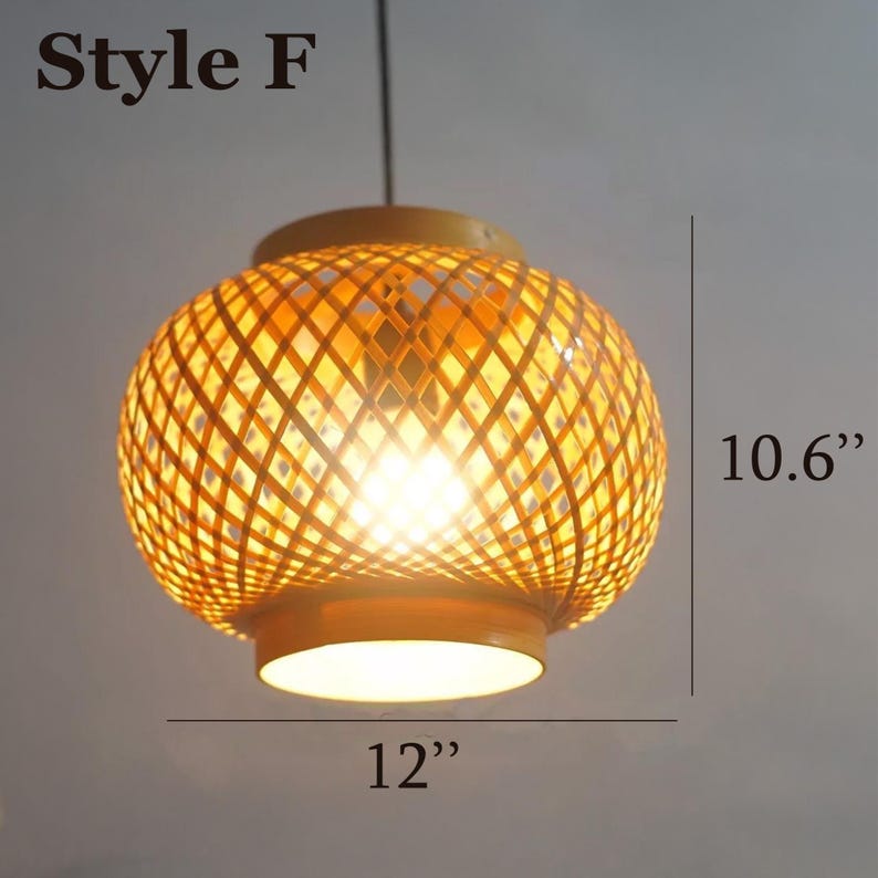 Handwoven bamboo hanging light for furniture decoration