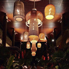 Handwoven bamboo hanging light for furniture decoration