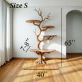 Tree branch floor bookshelf live edge Shelf solid wood decor