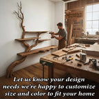 Tree branch floor bookshelf corner floating shelf live edge solid wood wall