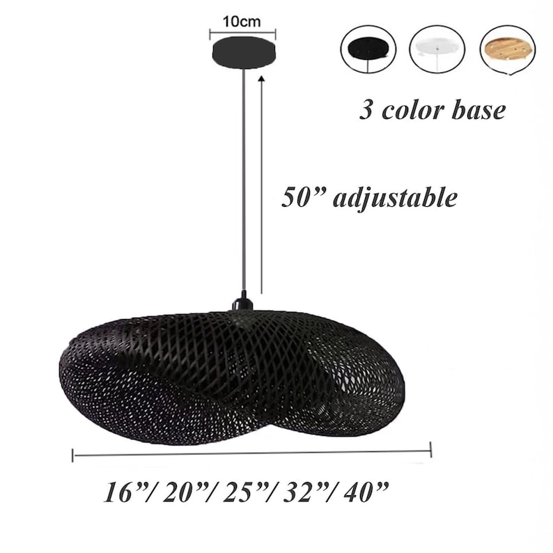 Black rattan pendant light hand woven ceiling light art deco bamboo lantern decor home