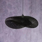 Black cloud rattan chandelier for boho ceiling decor