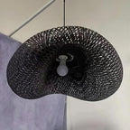 Black cloud rattan chandelier for boho ceiling decor