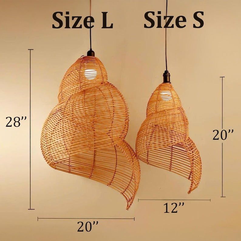 Snail rattan lantern ceiling light art deco lamp