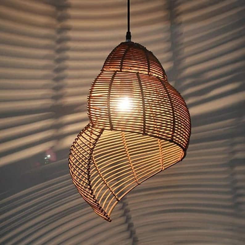 Snail rattan lantern ceiling light art deco lamp
