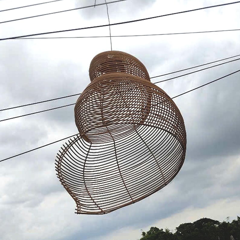 Snail rattan lantern ceiling light art deco lamp