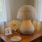Mushroom rattan table lamp wicker nightlight desk lamp decor