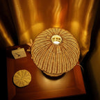 Mushroom rattan table lamp wicker nightlight desk lamp decor