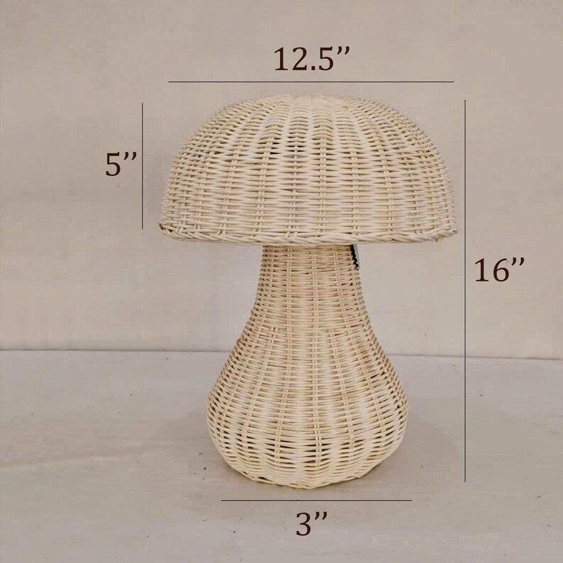 Mushroom rattan table lamp wicker nightlight desk lamp decor
