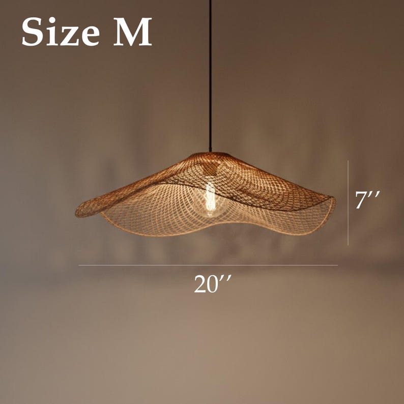 Handwoven cone rattan lantern ceiling light furniture decoration